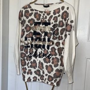 NWT New Collection leopard graphic sweater